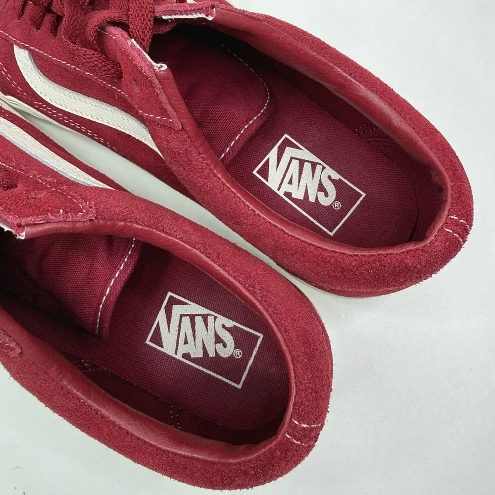 Vans Old Skool Sneakers Mens 9.5 Bordeaux Red Suede Low Top Skate Shoes